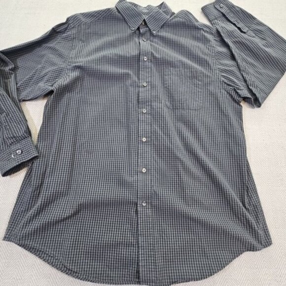 Roundtree & Yorke Shirt Men's 2XT Gray Plaid Button Down Long Sleeve Workwear - Picture 4 of 15
